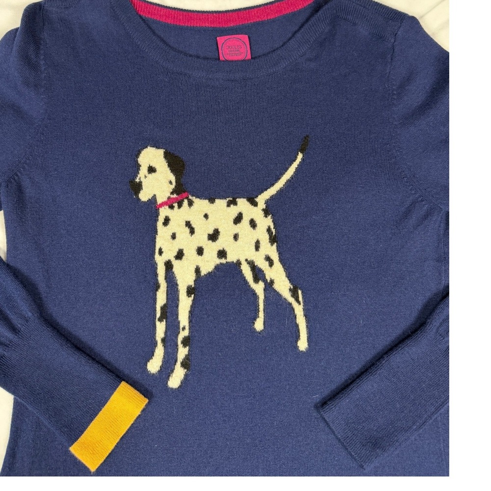 Joules Dalmatian Dog Print Navy Jumper Sweater Girls 8 Preppy Academia Coastal